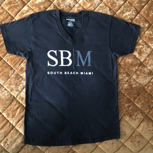 South Beach Miami Black Slim Fit V-neck Tee Shirt